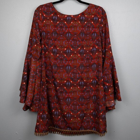 Basically Me red abstract print shift dress-S - Picture 1 of 7